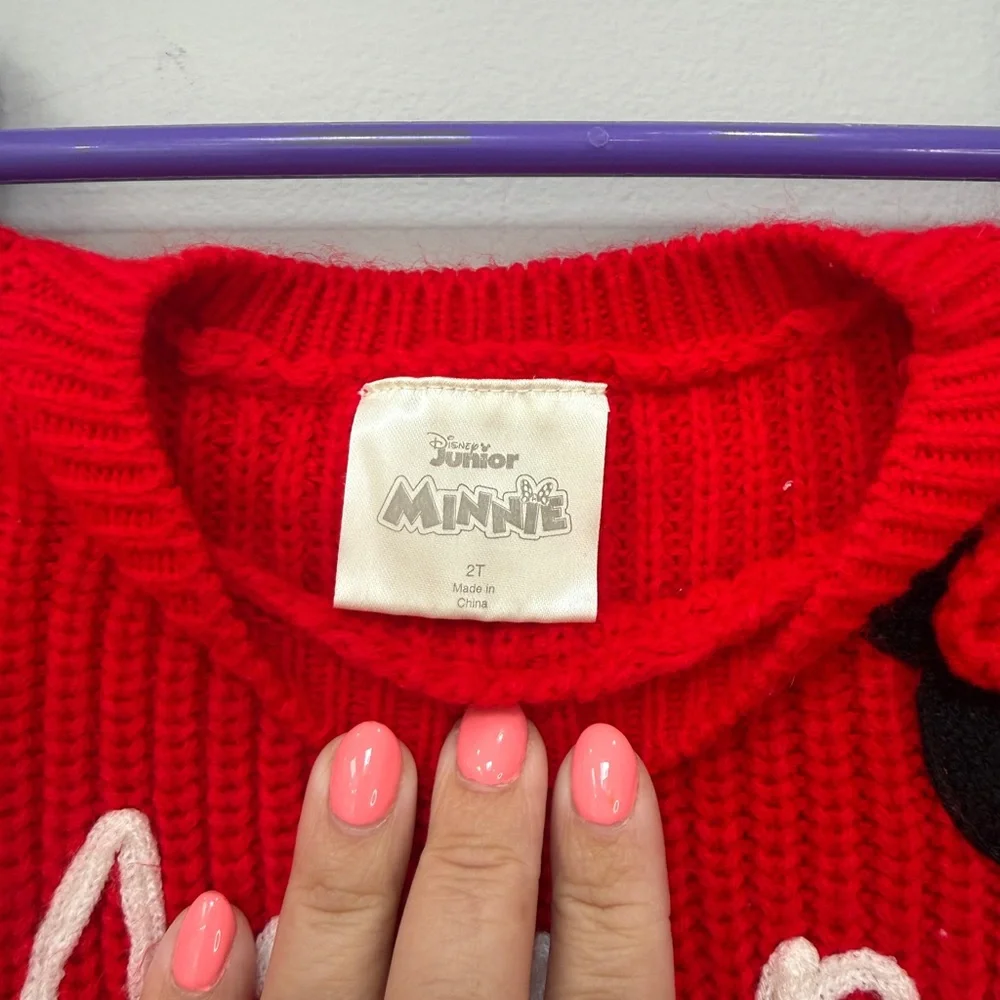 Disney Junior Minnie Mouse Girls Red Knit Sweater Size 2T